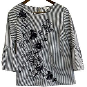 Crown and Ivy striped embroidered blouse, women XS